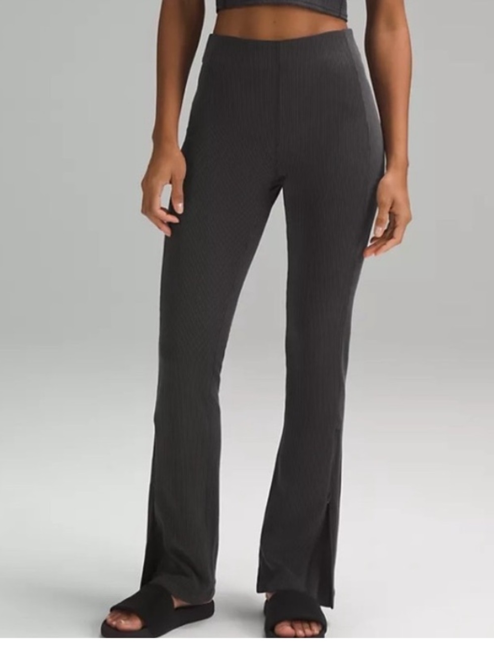 Lululemon Ribbed Softstreme Zip-Leg High-Rise Cropped Pants